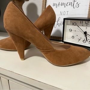Camel Color Suede Heels